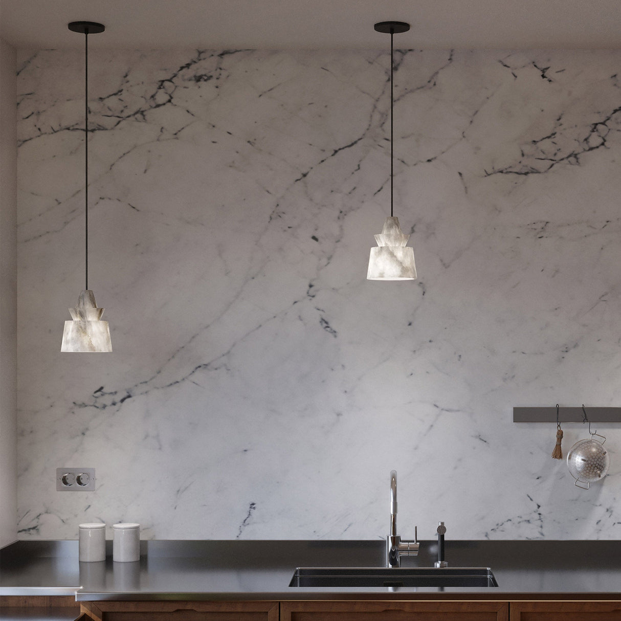 White Alabaster Pendant Light