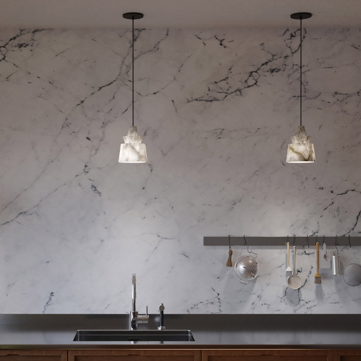 White Alabaster Pendant Light