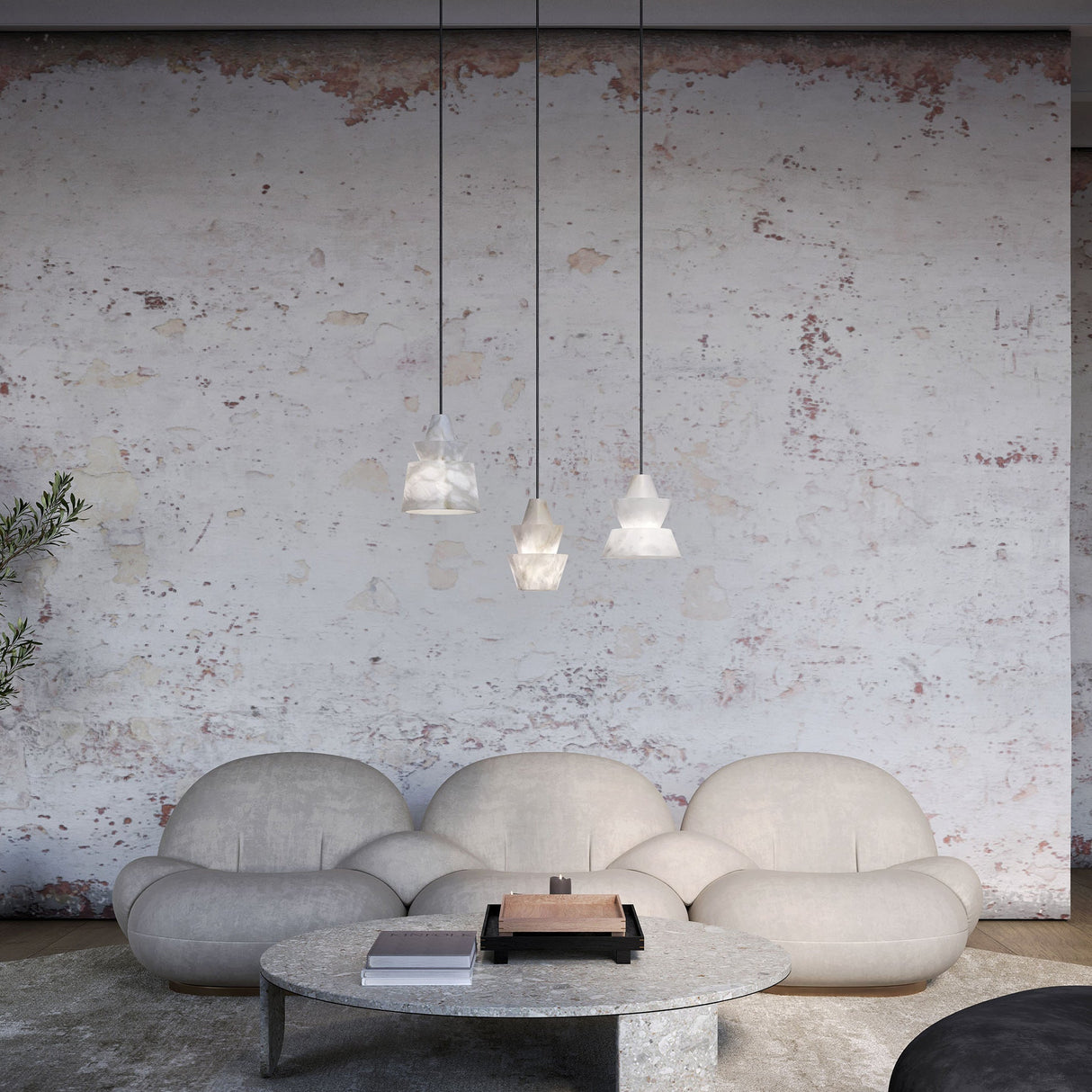 White Alabaster Pendant Light