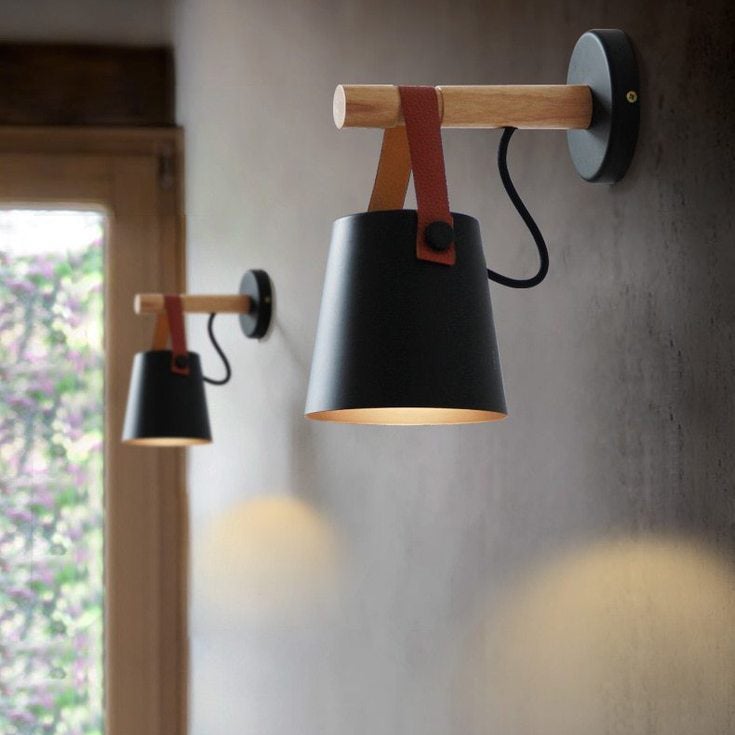 Nordic Style Wooden Hanging Wall Lamp