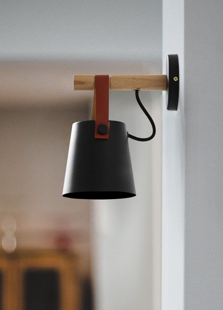 Nordic Style Wooden Hanging Wall Lamp