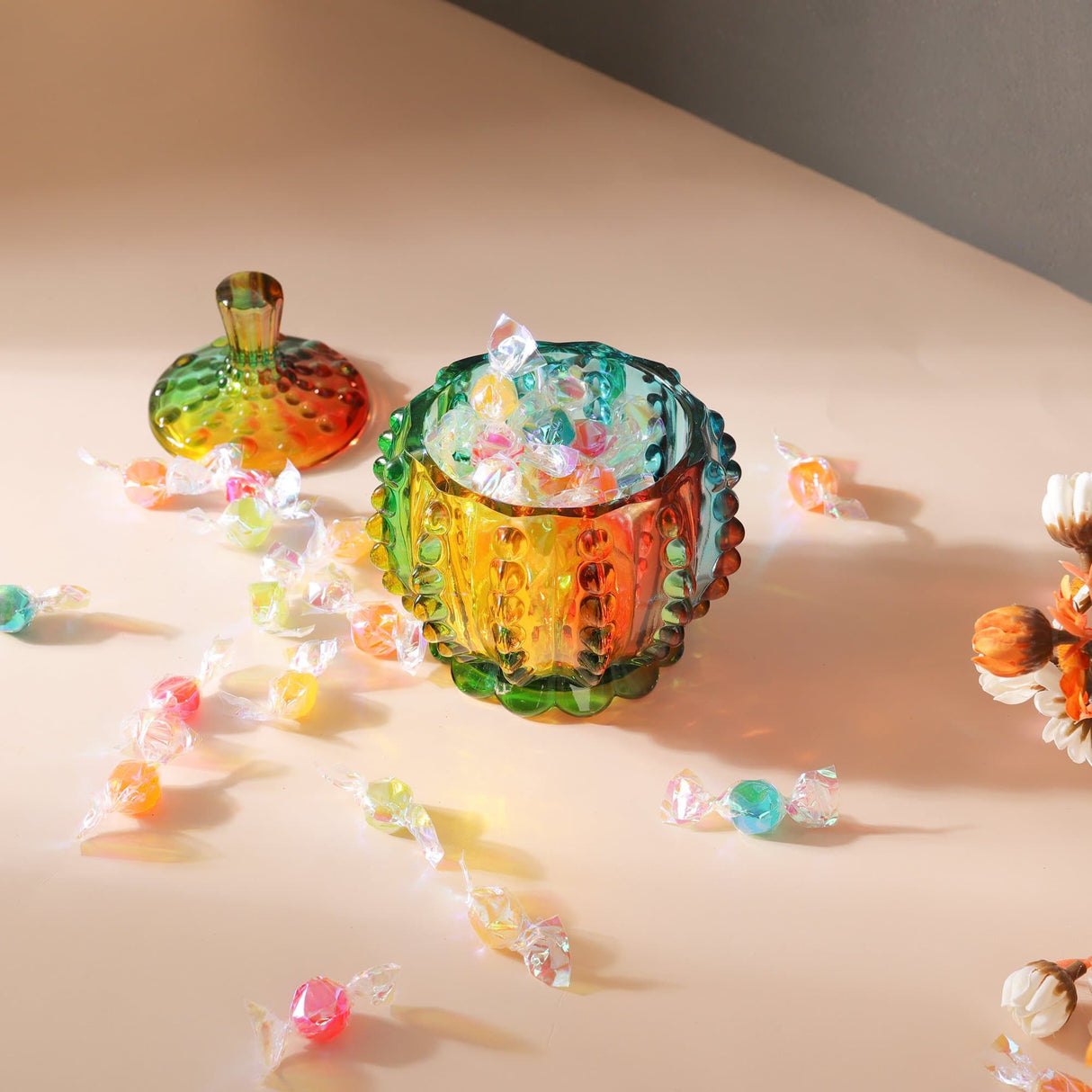 Iridescent Candy Dish with Lid