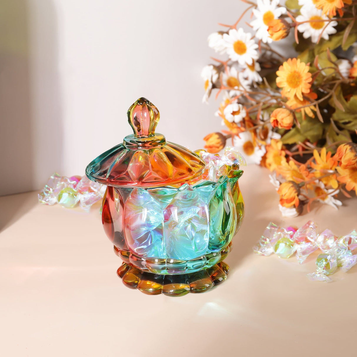 Iridescent Candy Dish with Lid