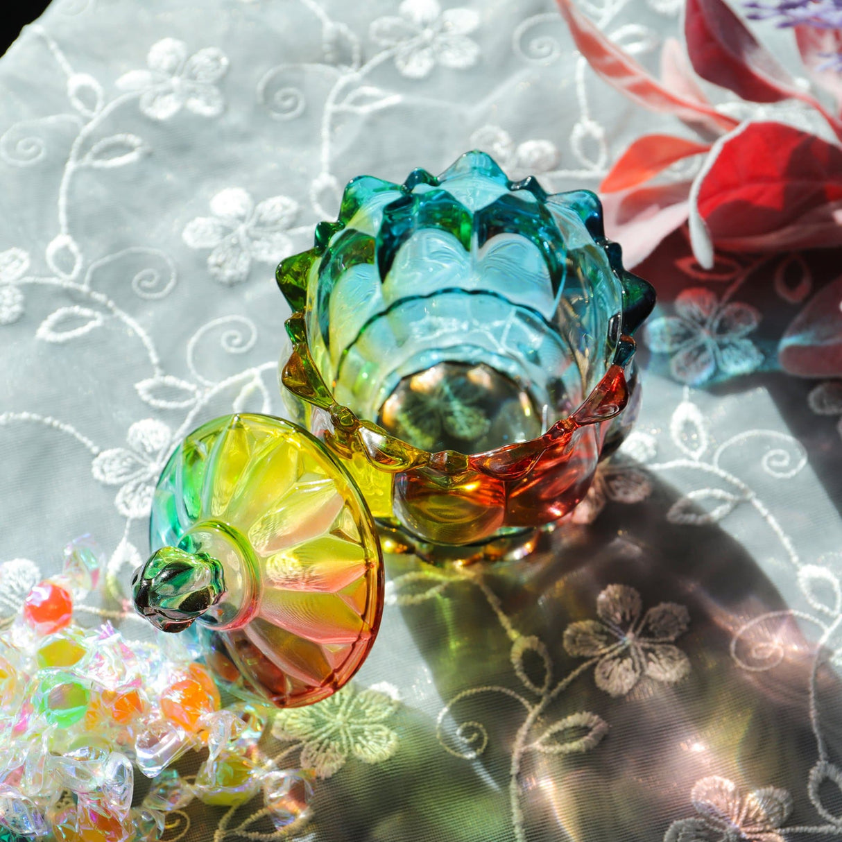 Iridescent Candy Dish with Lid