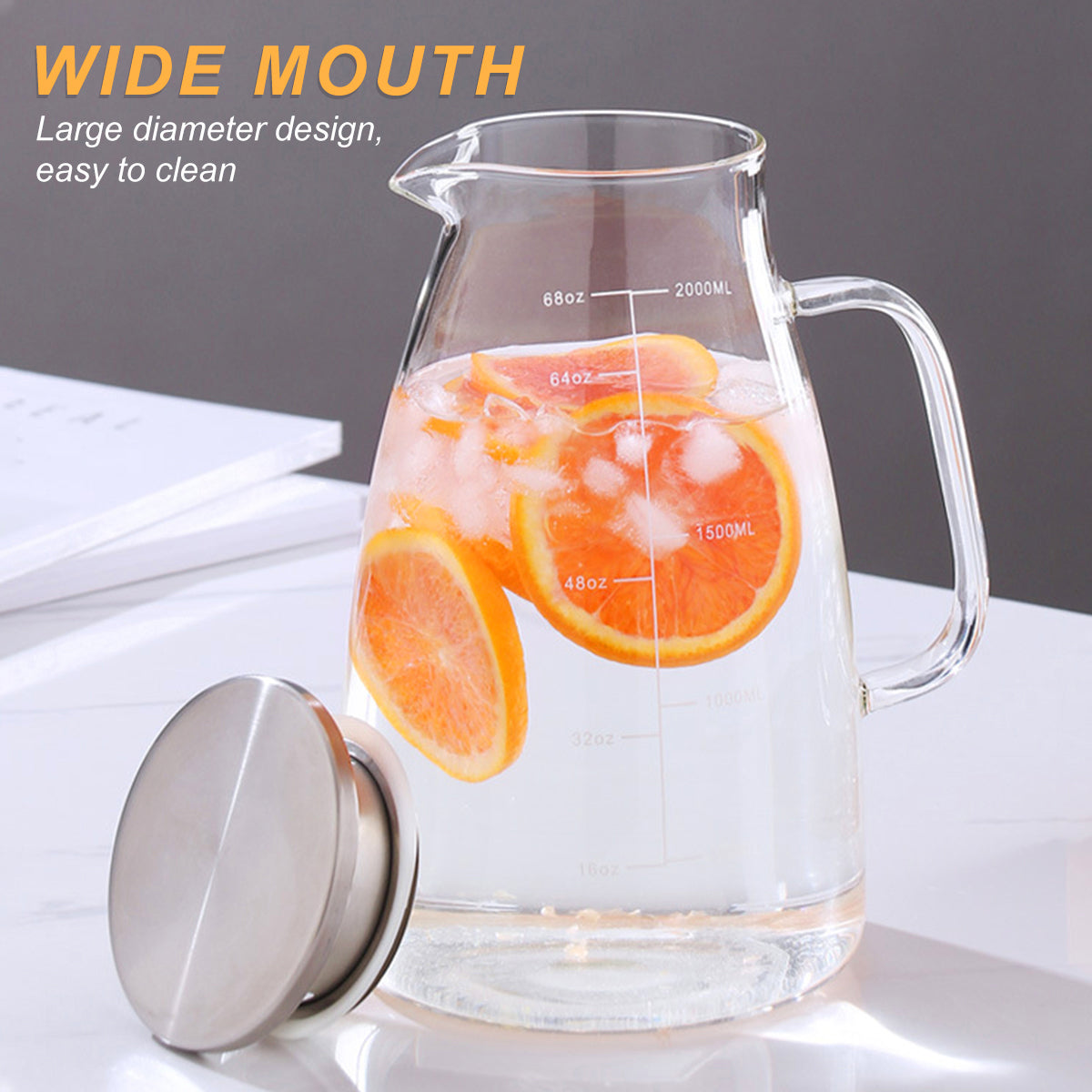 Glass Pitcher with Scale Line