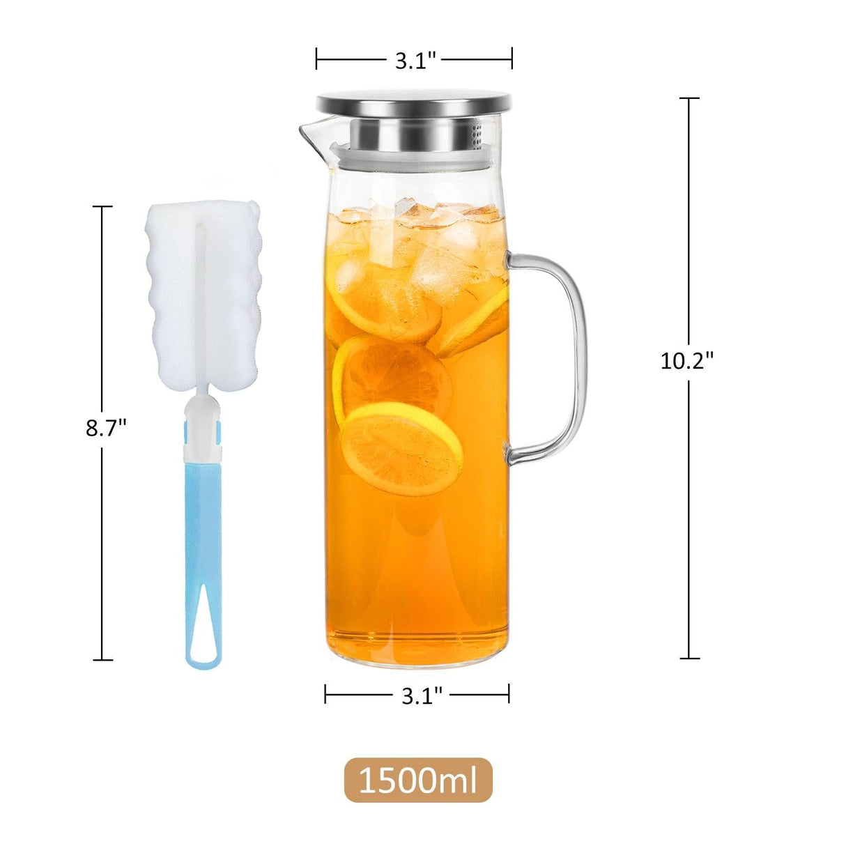 Cylindrical Heat Resistant Glass Pitcher
