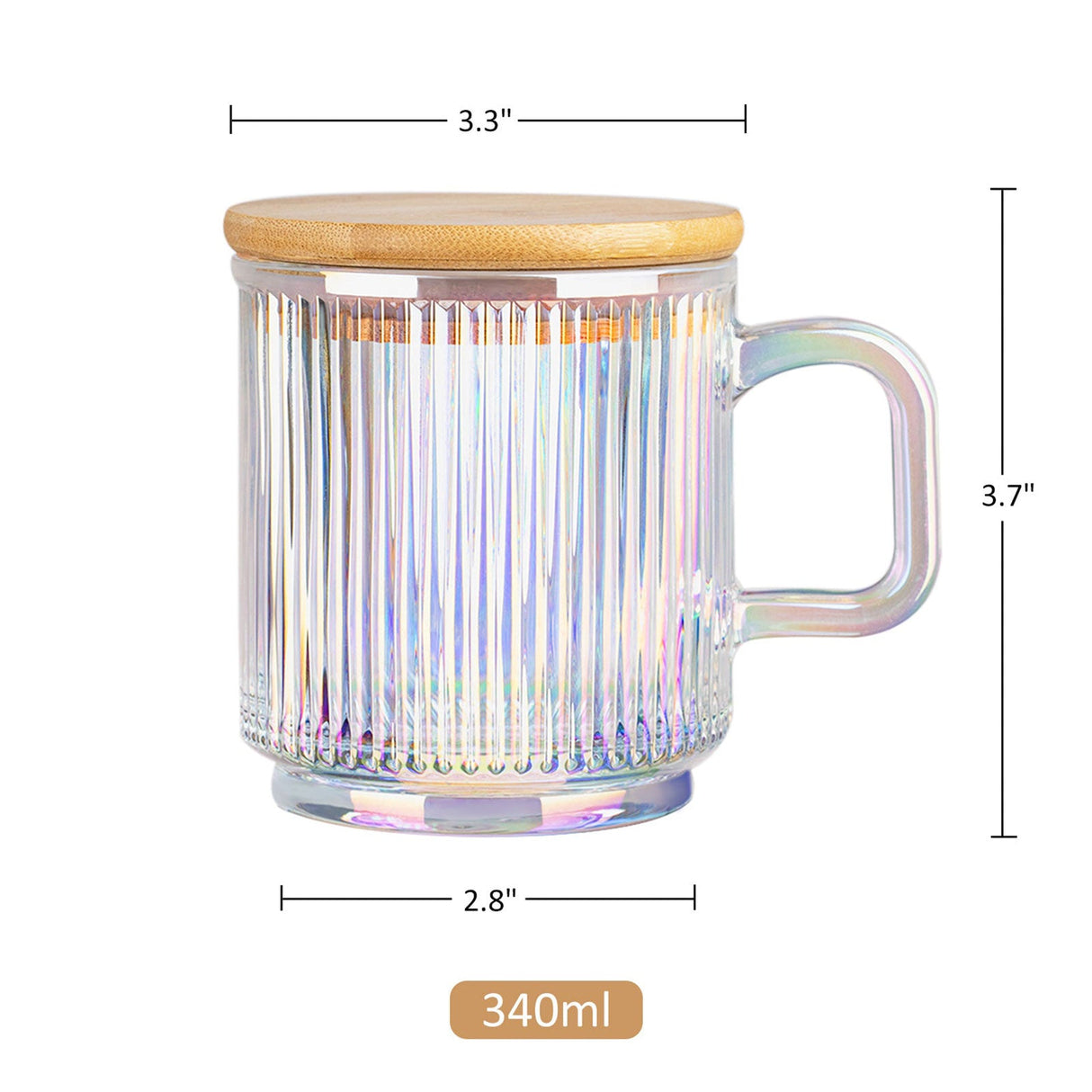 Iridescent Glass Coffee Mugs with Lid