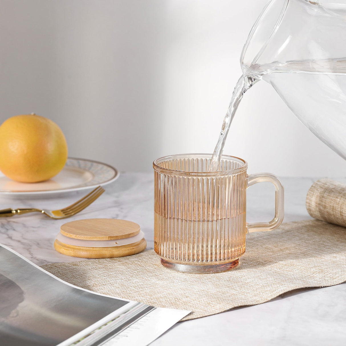 Iridescent Glass Coffee Mugs with Lid