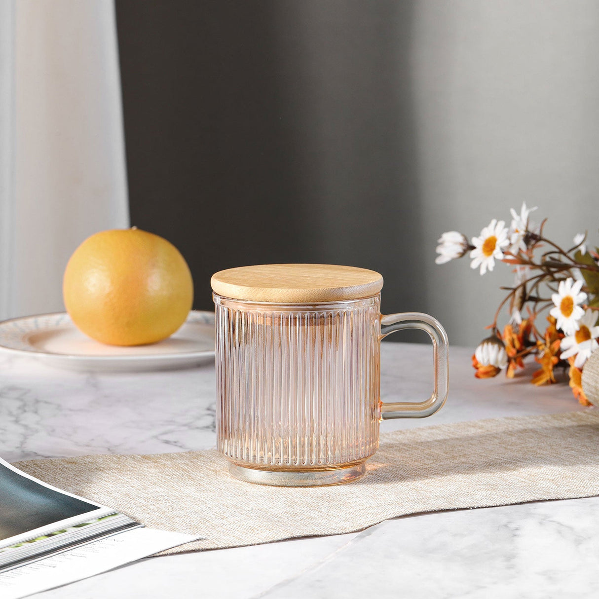 Iridescent Glass Coffee Mugs with Lid