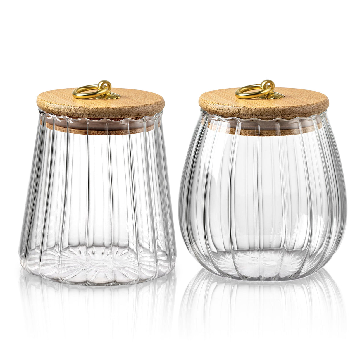 Ribbed Glass Food Storage Jars