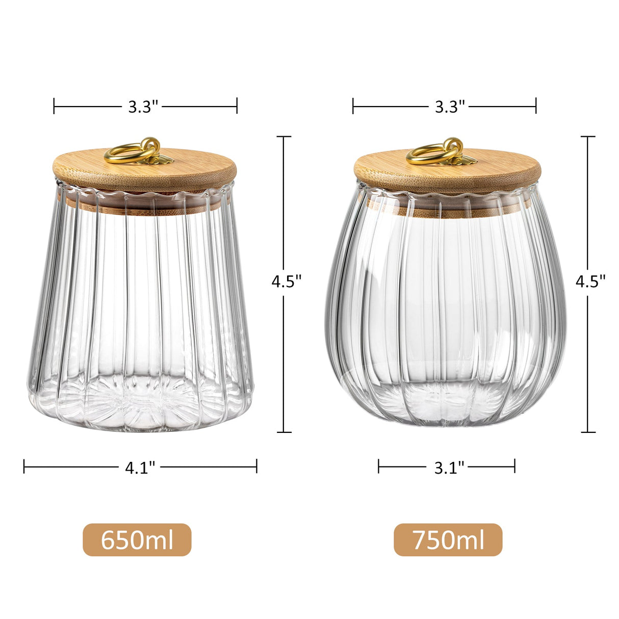 Ribbed Glass Food Storage Jars