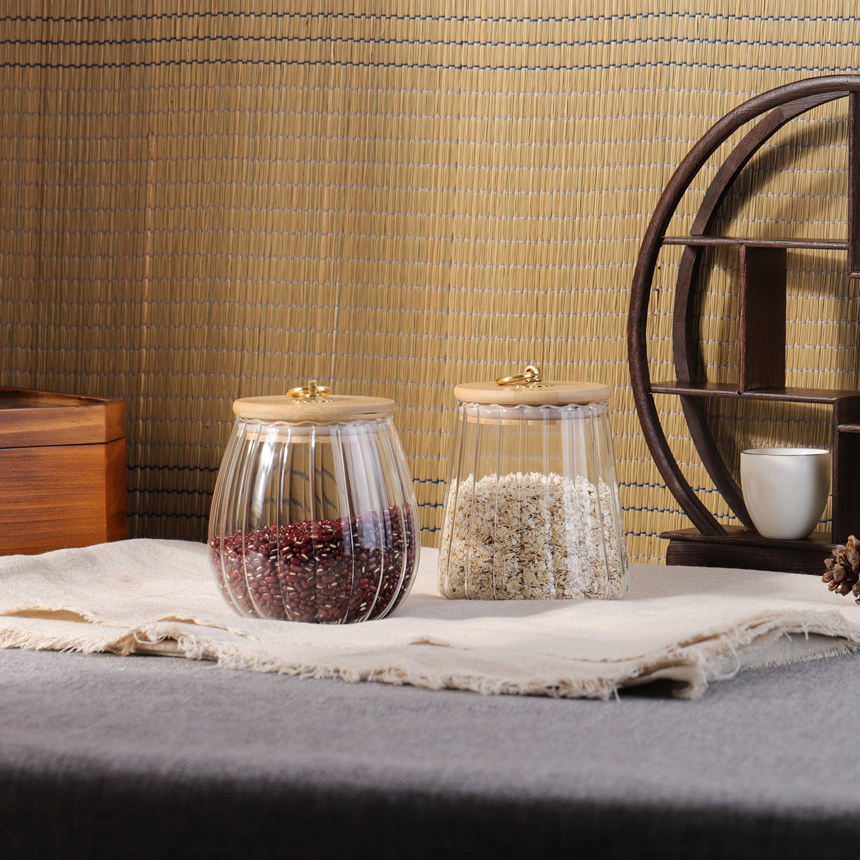 Ribbed Glass Food Storage Jars