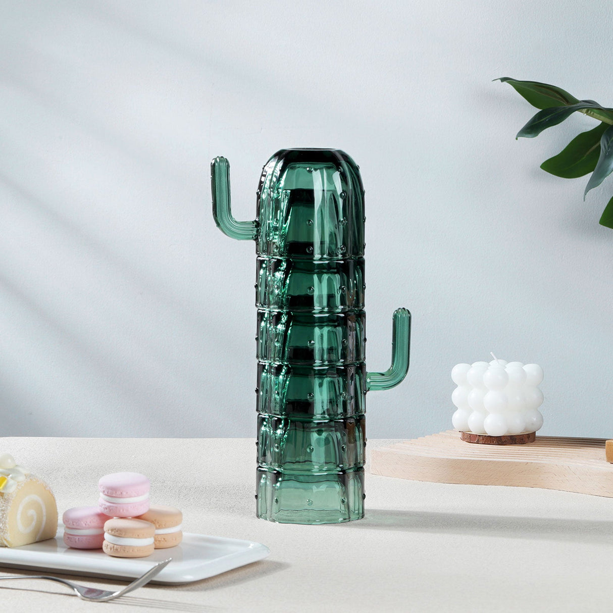 Green Stackable Cactus Drinking Glasses