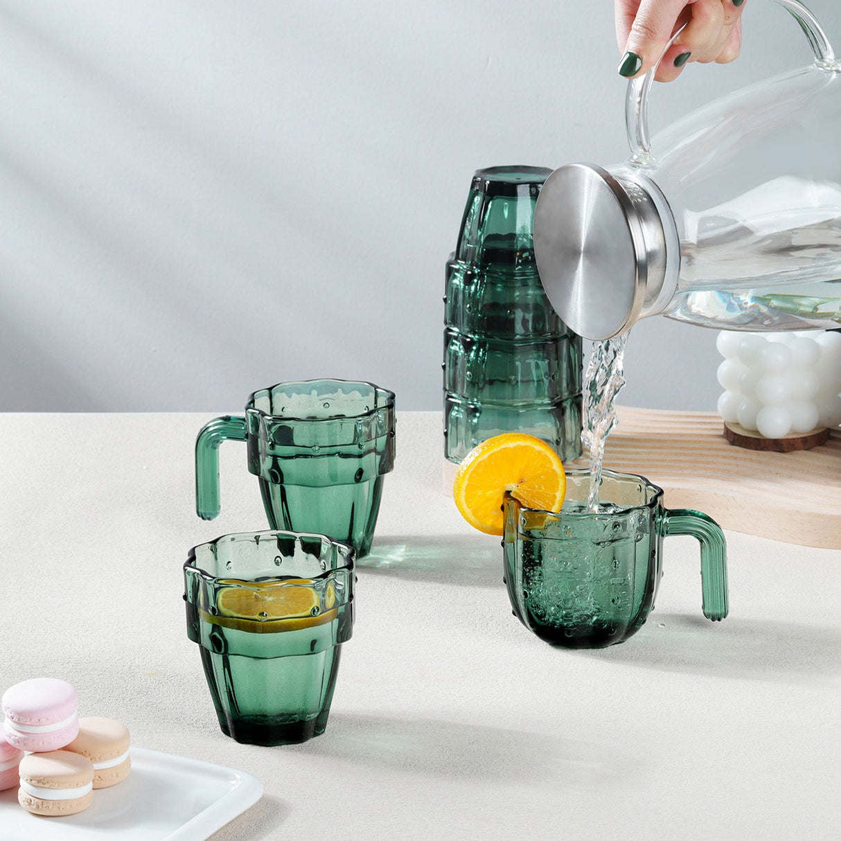 Green Stackable Cactus Drinking Glasses