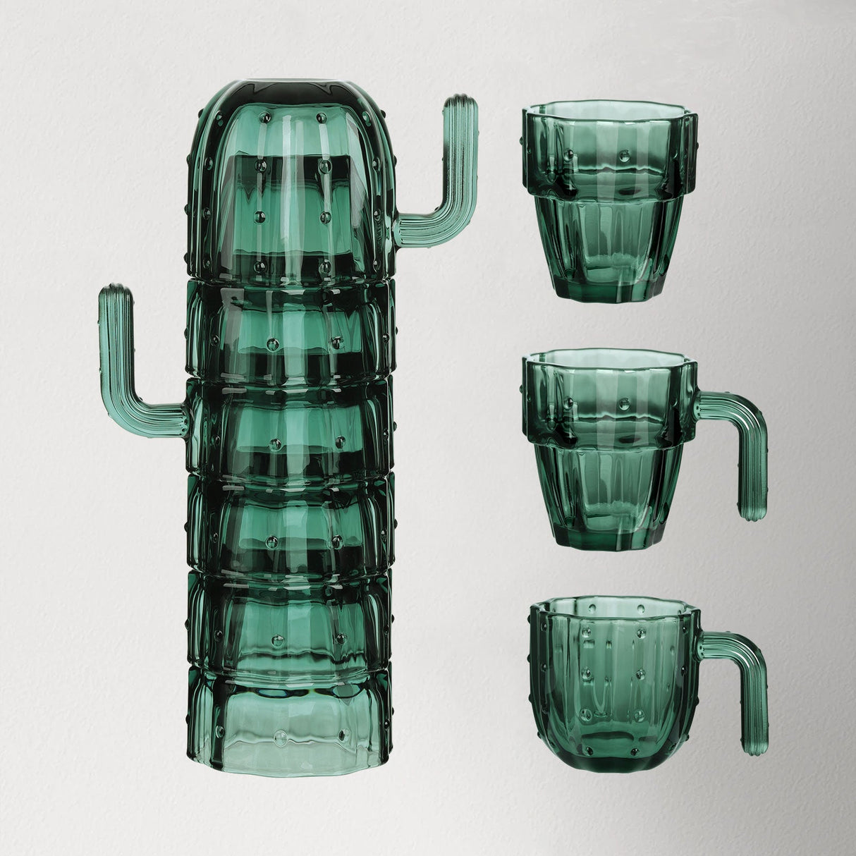 Green Stackable Cactus Drinking Glasses