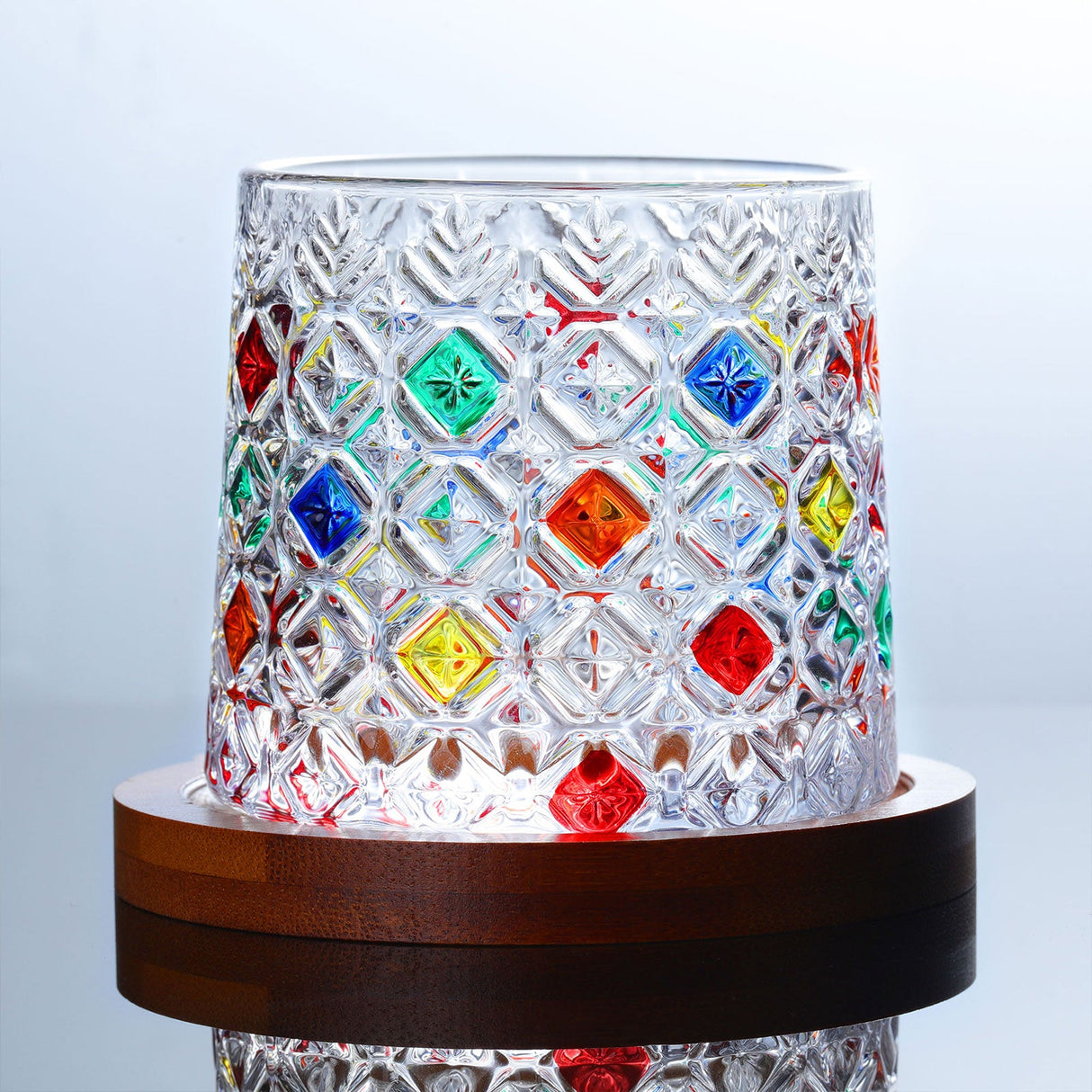 Hand Painted Rotatable Glasses with Coaster