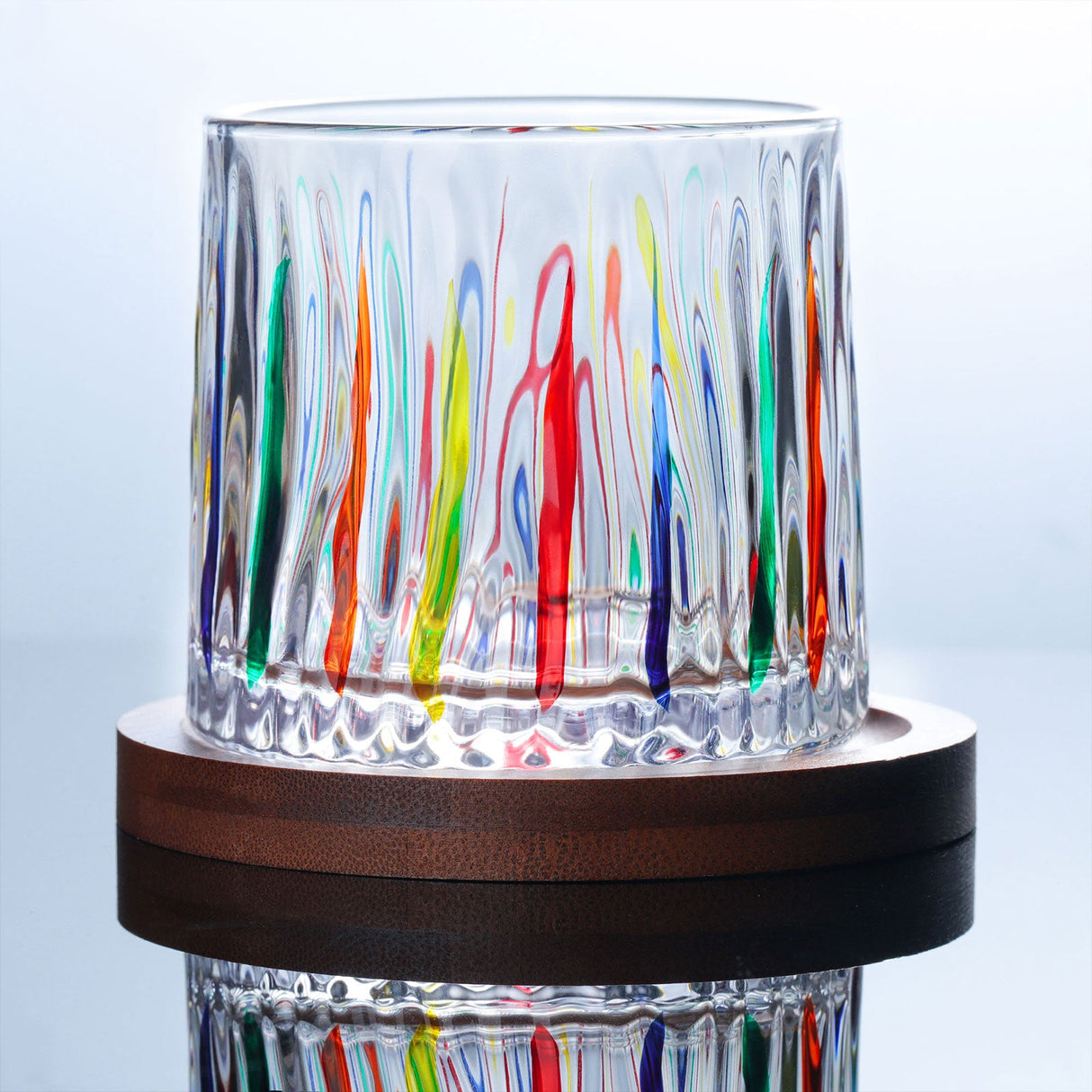 Hand Painted Rotatable Glasses with Coaster