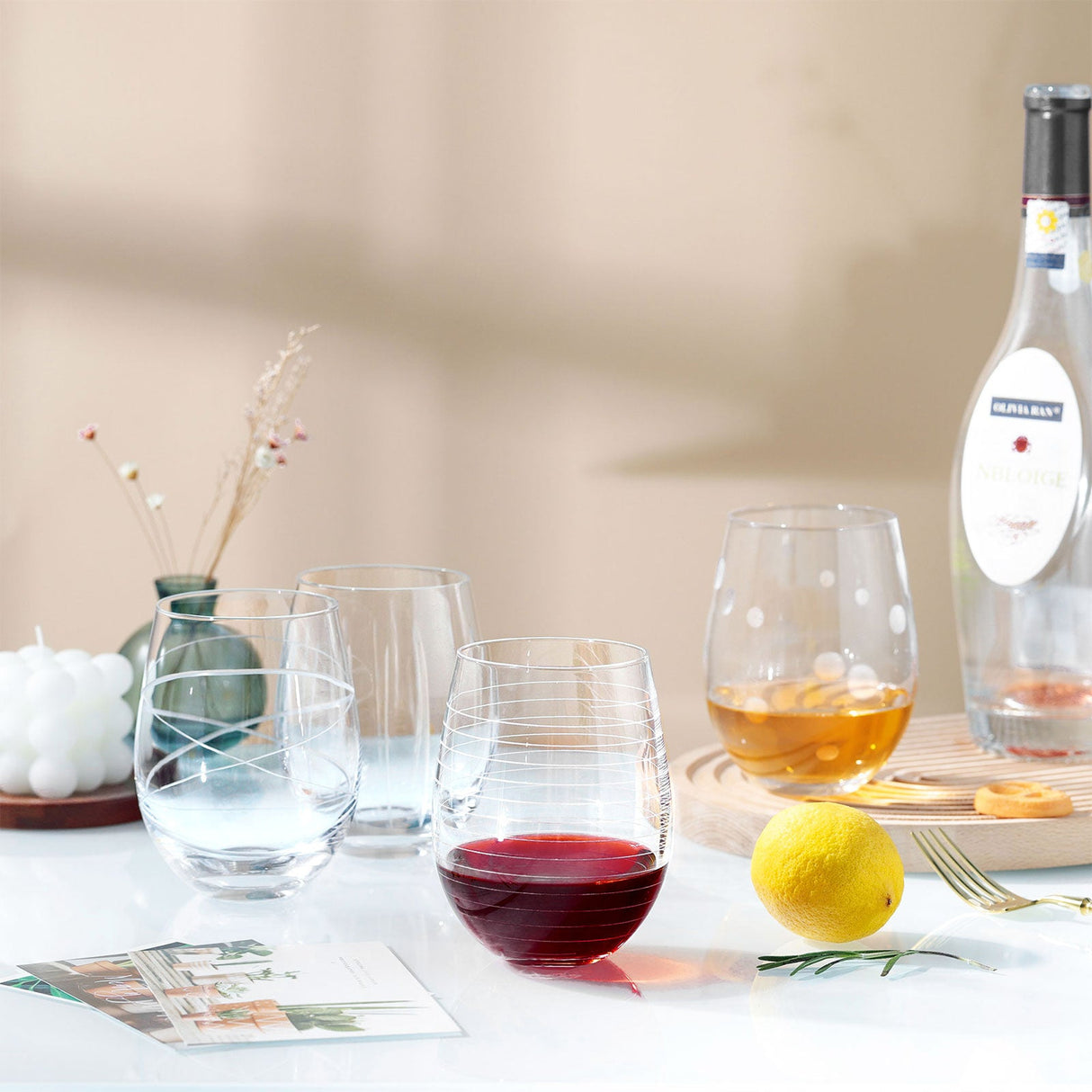 Handmade Stemless Wine Glasses Set