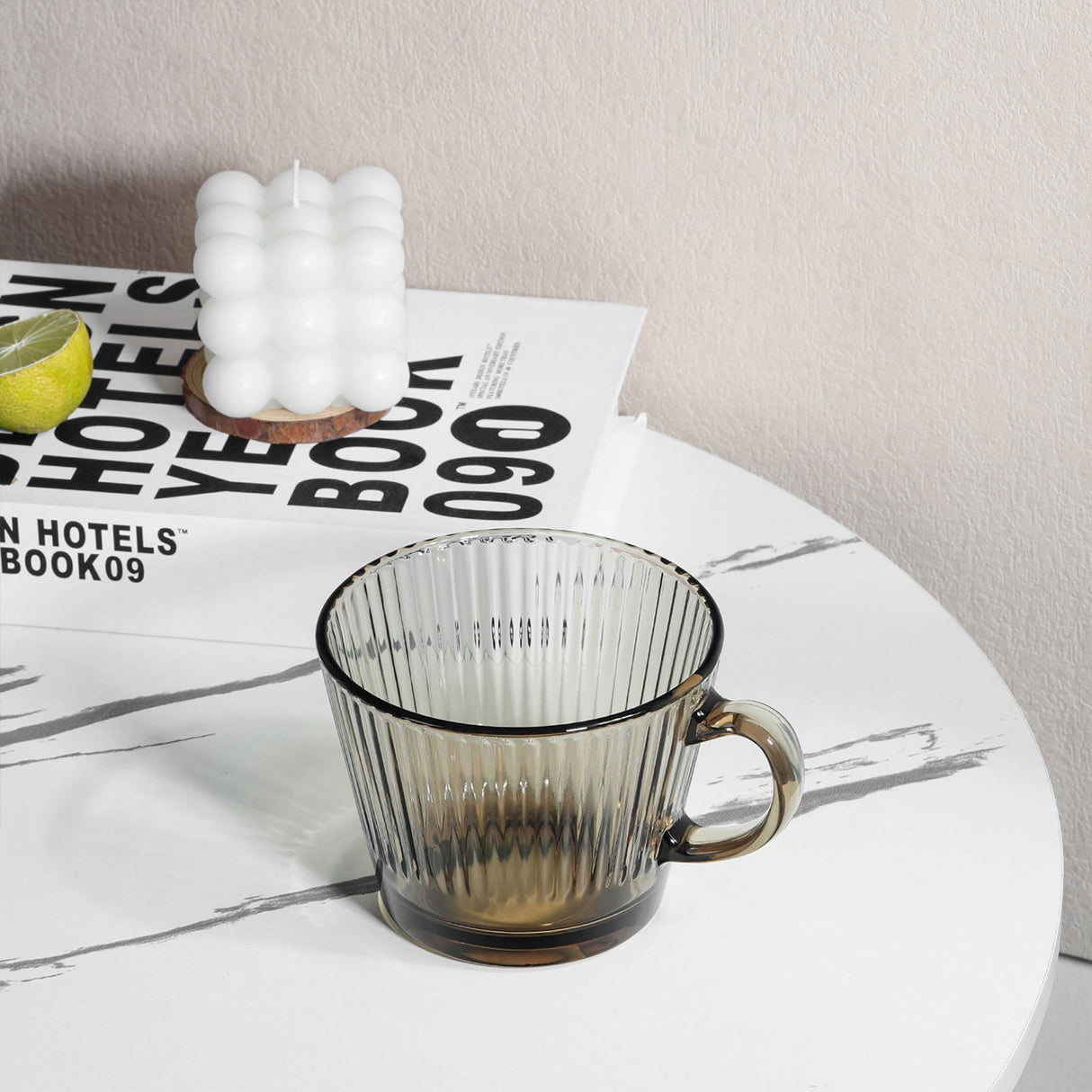 Brown Glass Coffee Mugs with Handles