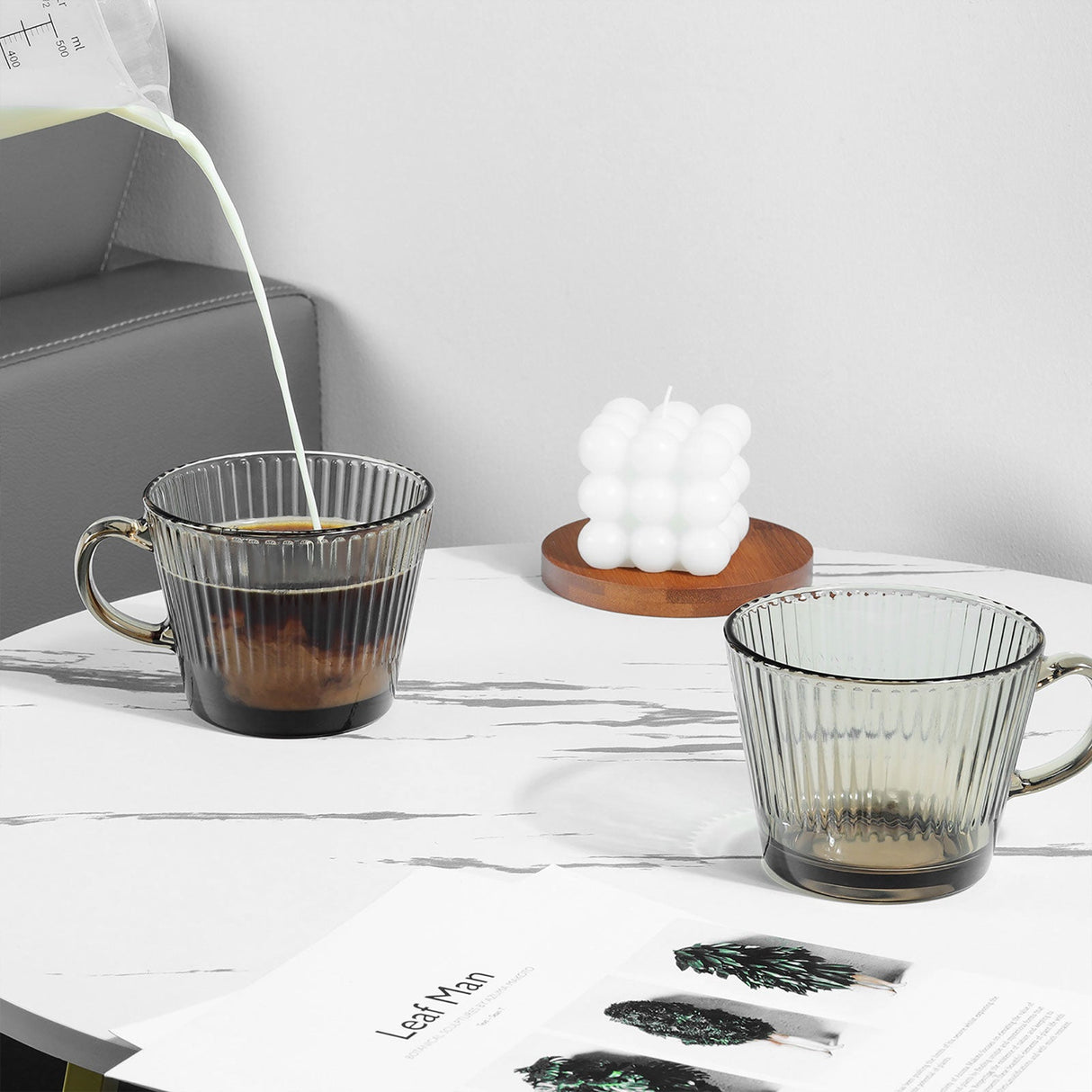 Brown Glass Coffee Mugs with Handles