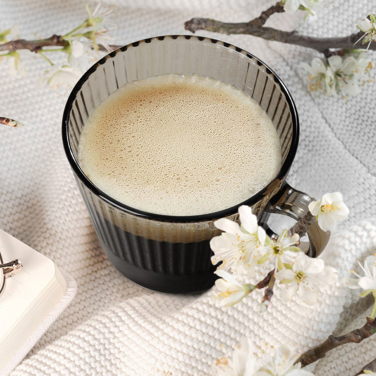 Brown Glass Coffee Mugs with Handles
