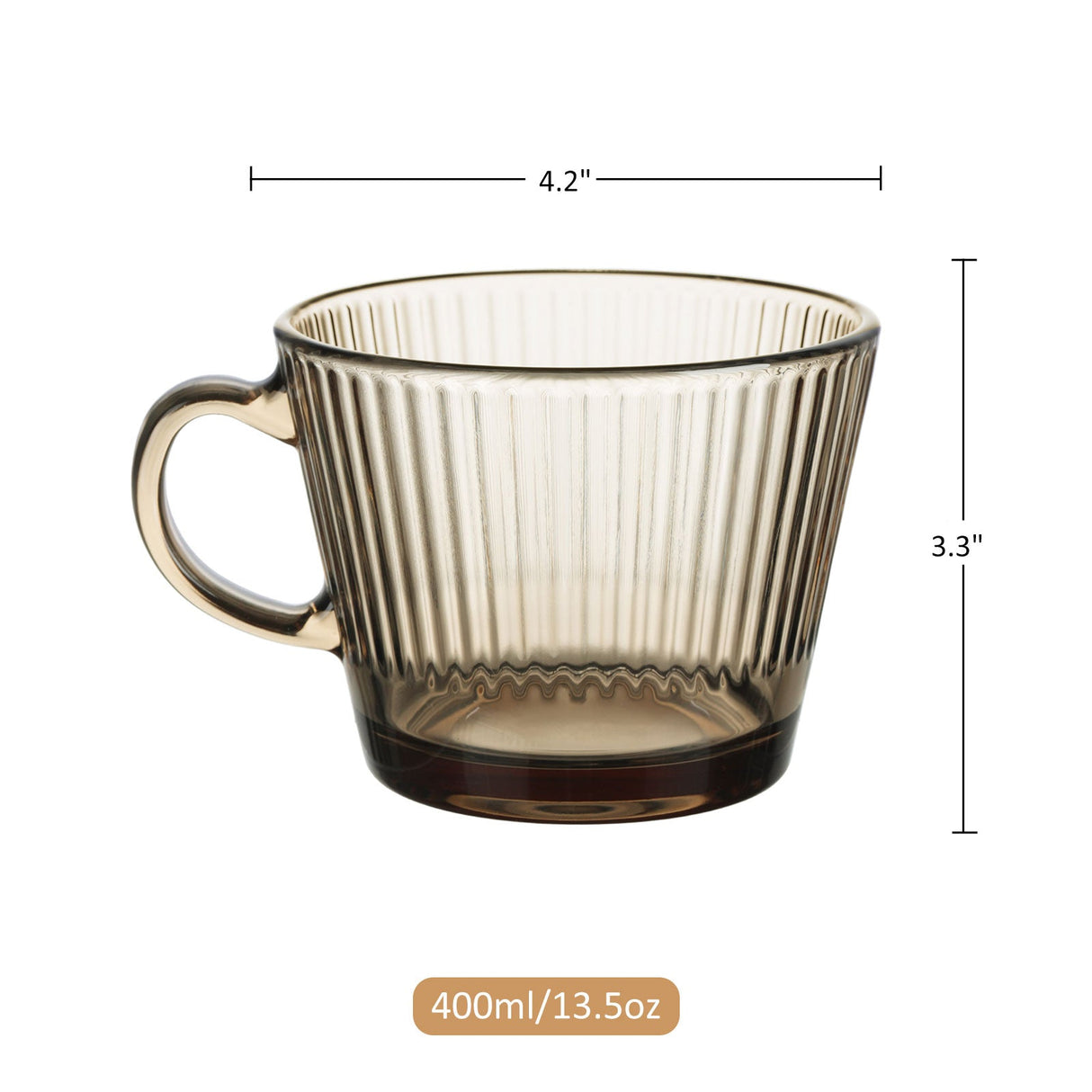 Brown Glass Coffee Mugs with Handles