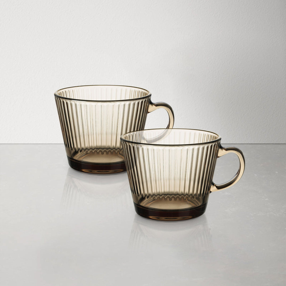 Brown Glass Coffee Mugs with Handles