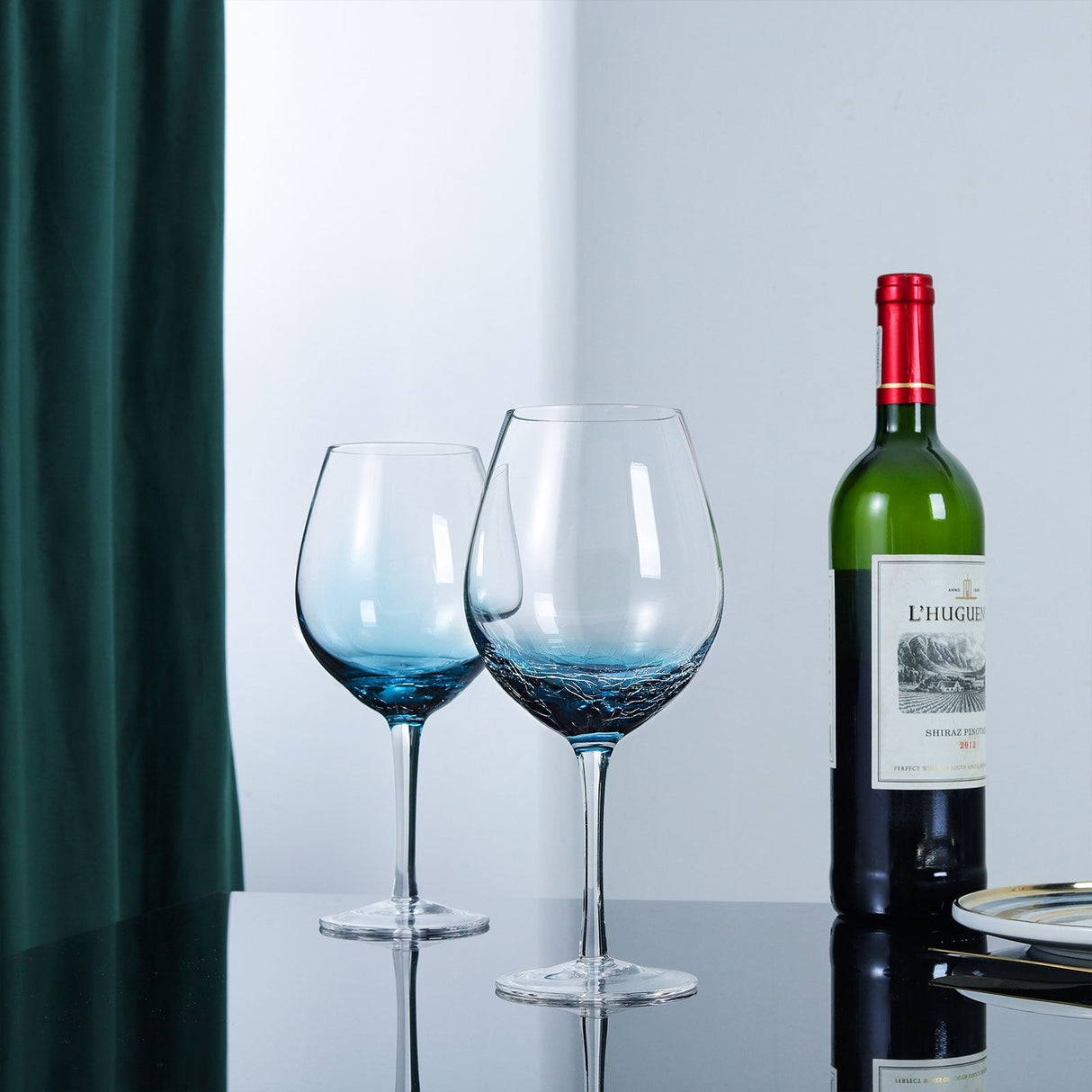 Hand Blown Blue Wine Glasses