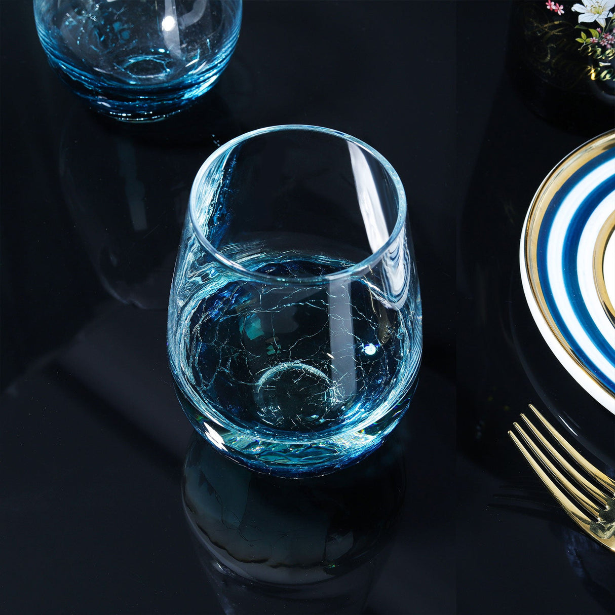 Hand Blown Blue Wine Glasses