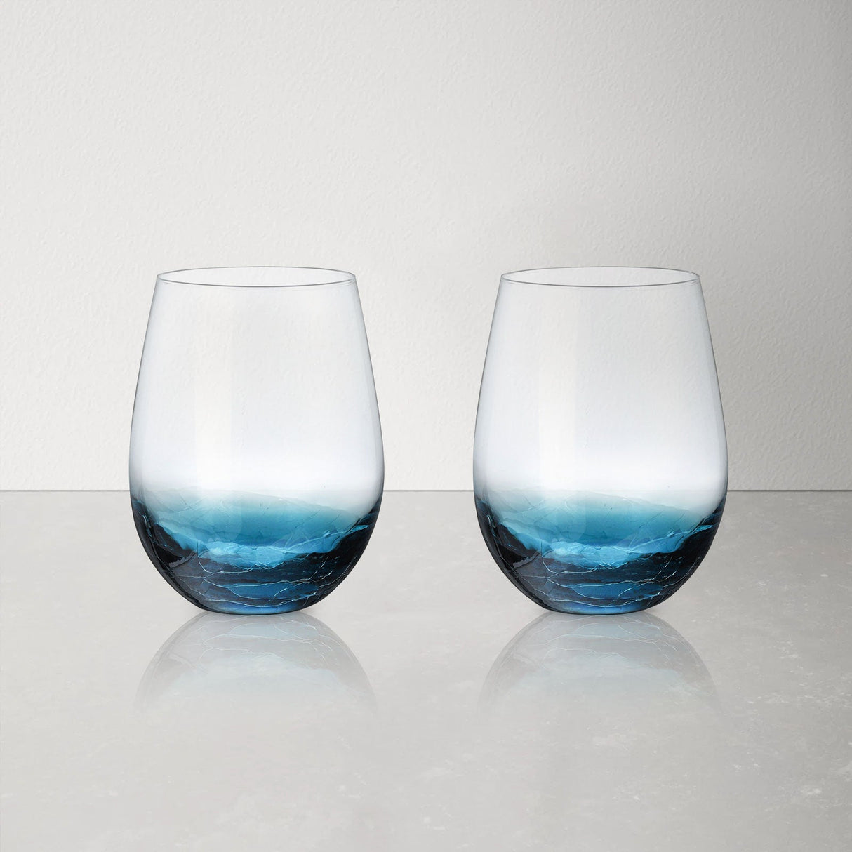 Hand Blown Blue Wine Glasses