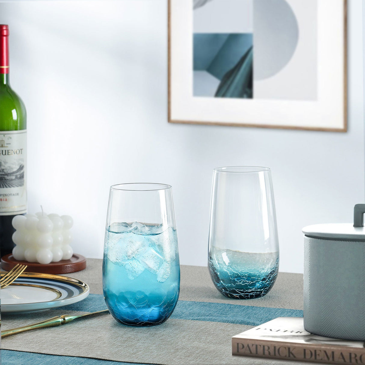 Hand Blown Blue Wine Glasses