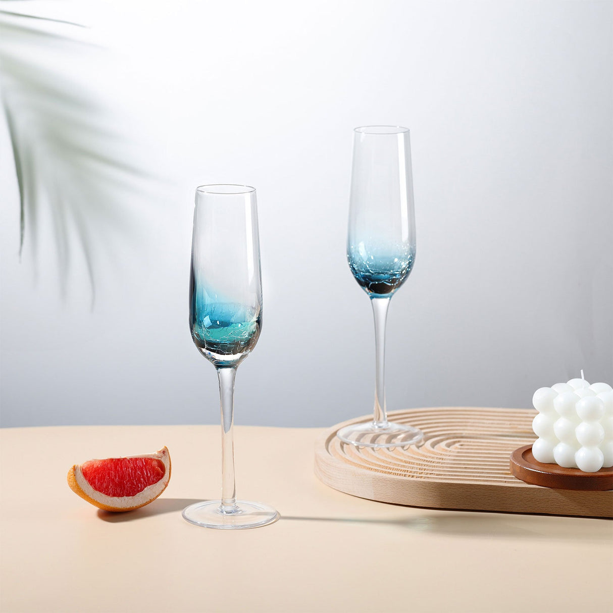 Hand Blown Blue Wine Glasses