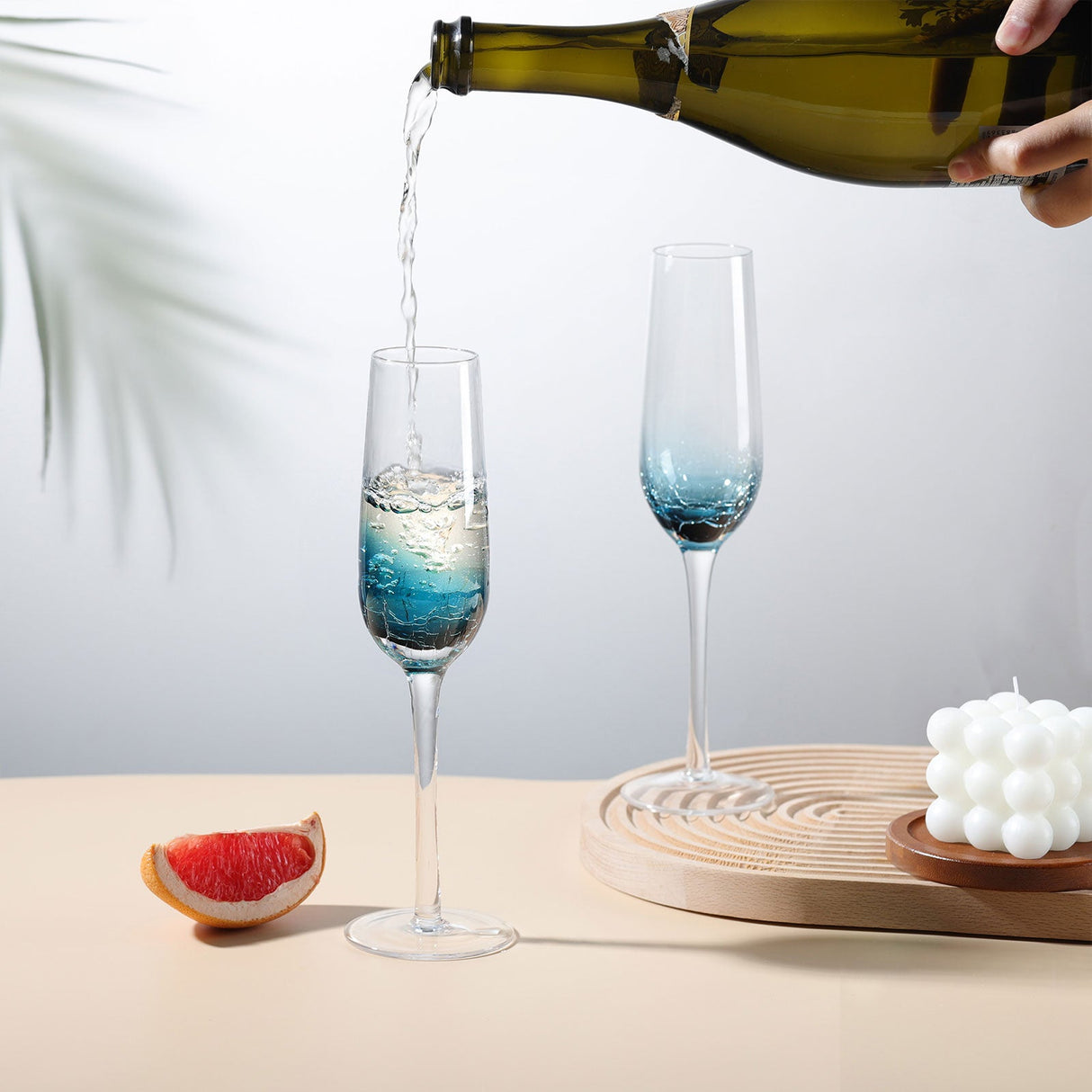 Hand Blown Blue Wine Glasses