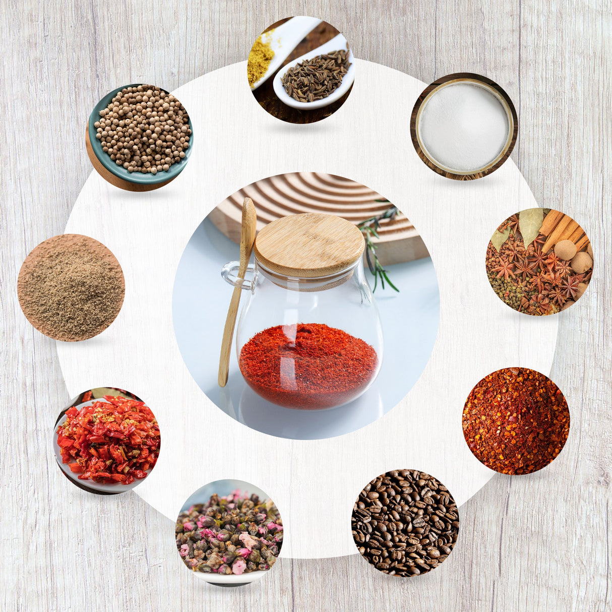 Glass Jar with Lid and Spoon Attached