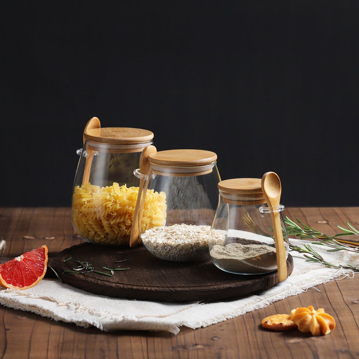 Glass Jar with Lid and Spoon Attached