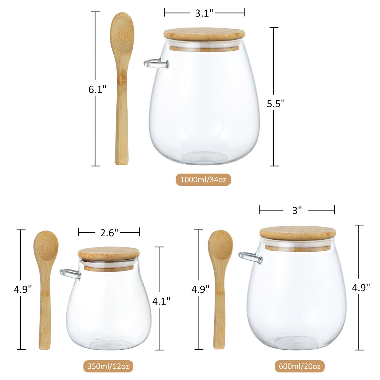 Glass Jar with Lid and Spoon Attached