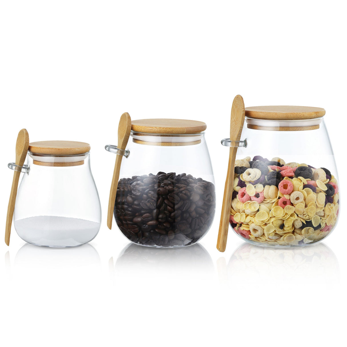 Glass Jar with Lid and Spoon Attached