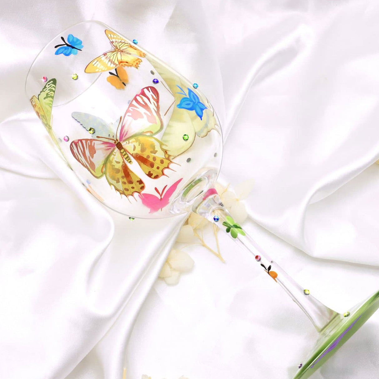 Hand-painted Butterflies Wine Glass