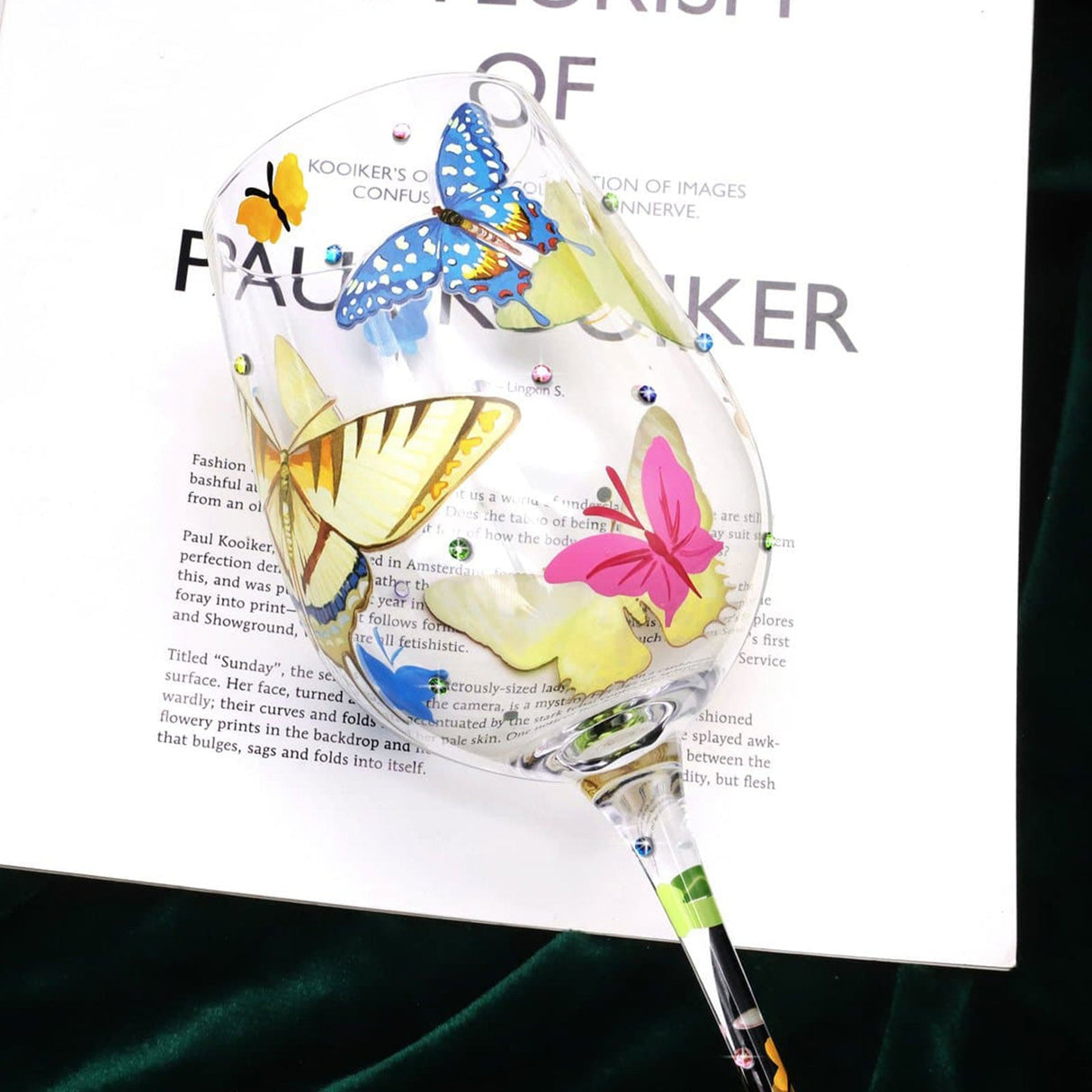 Hand-painted Butterflies Wine Glass