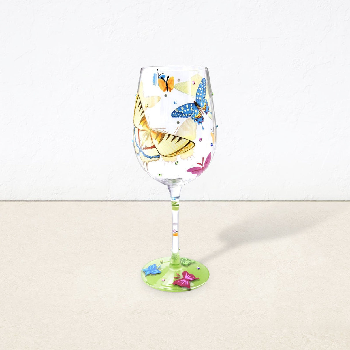 Hand-painted Butterflies Wine Glass