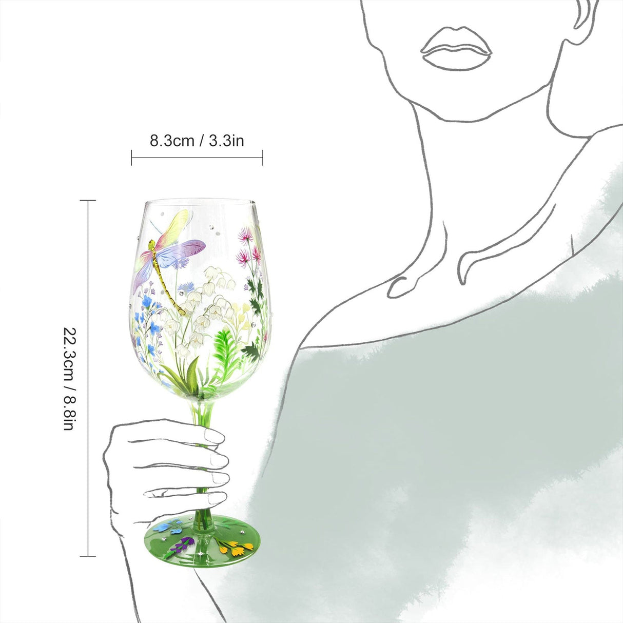 Hand-painted Flowers Wine Glass