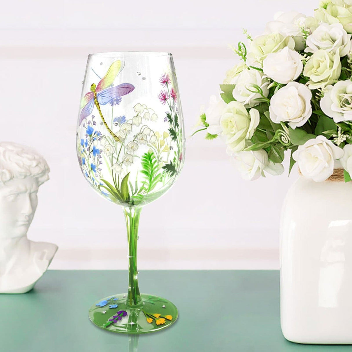 Hand-painted Flowers Wine Glass