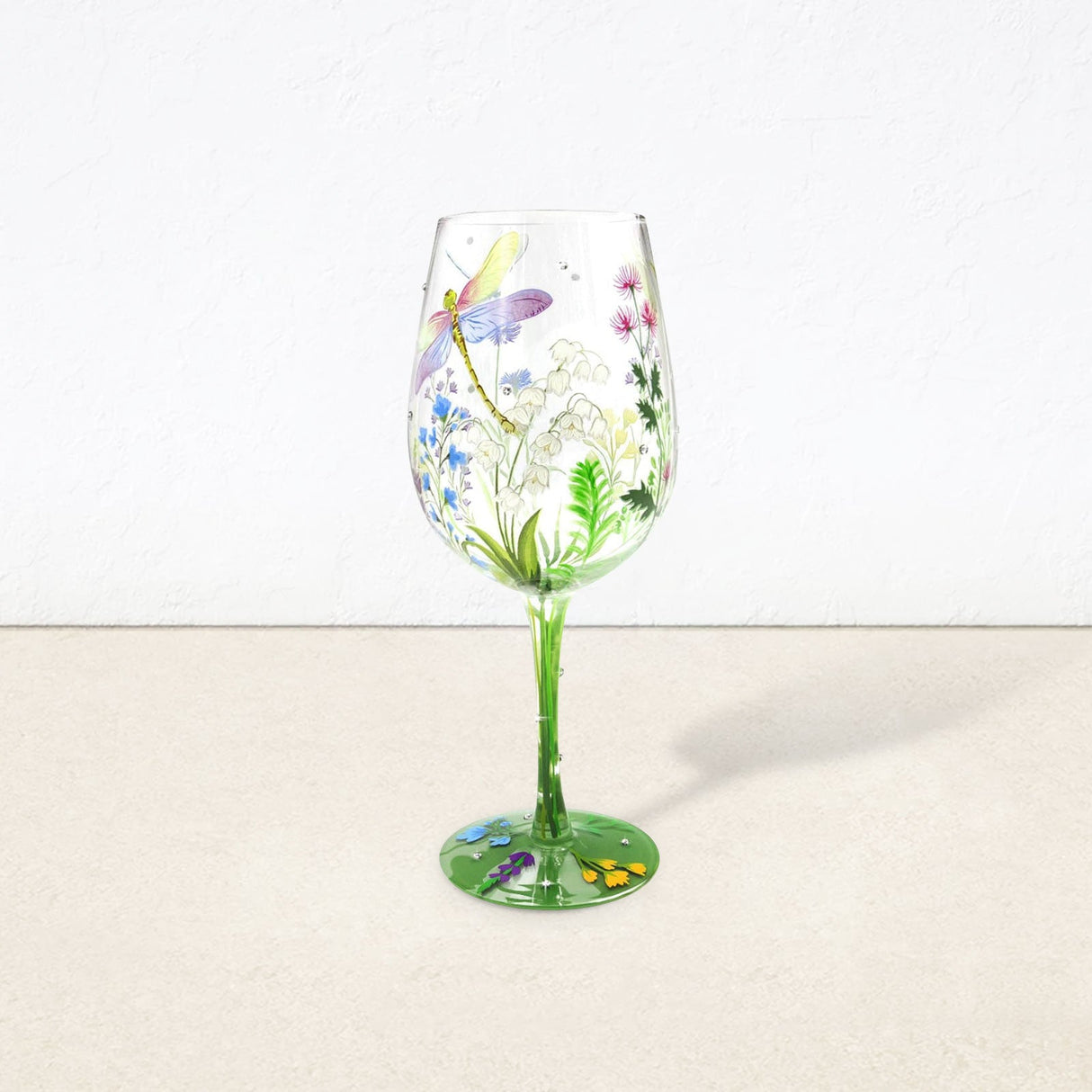Hand-painted Flowers Wine Glass