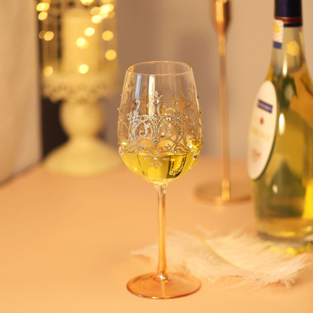 Hand-painted Golden Crown Wine Glass