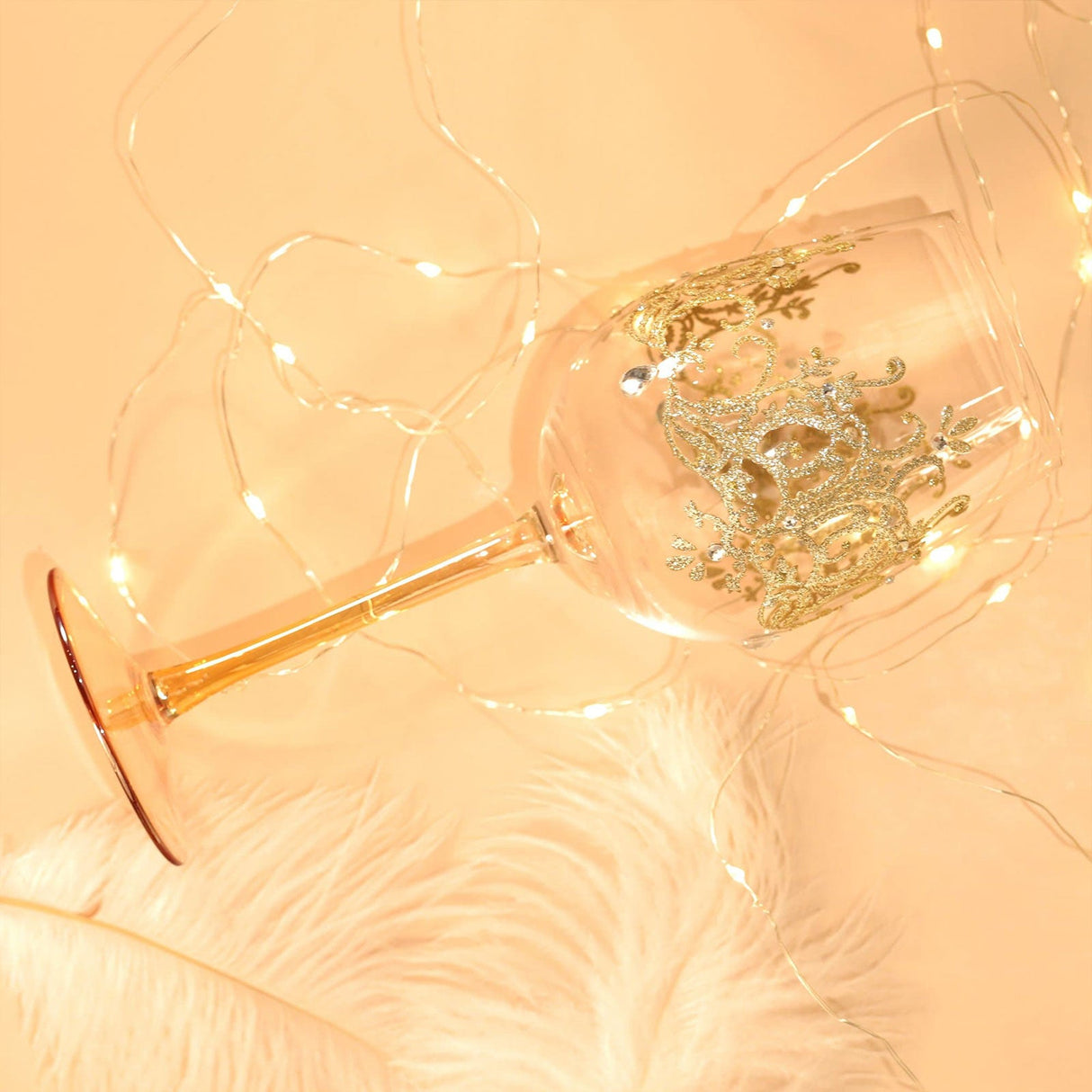 Hand-painted Golden Crown Wine Glass