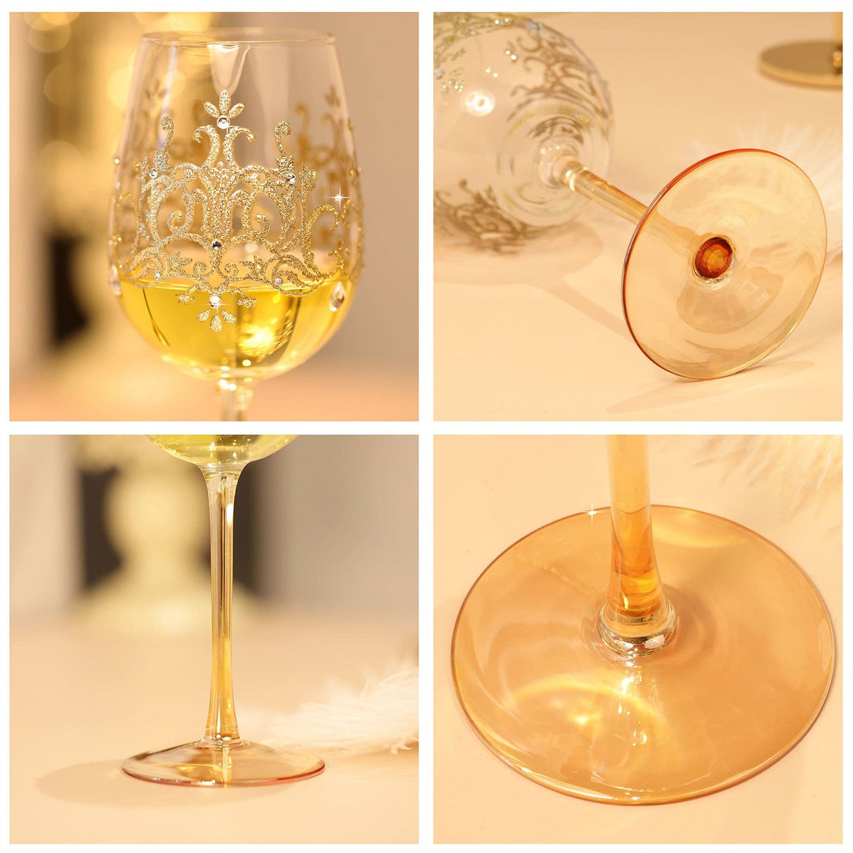 Hand-painted Golden Crown Wine Glass