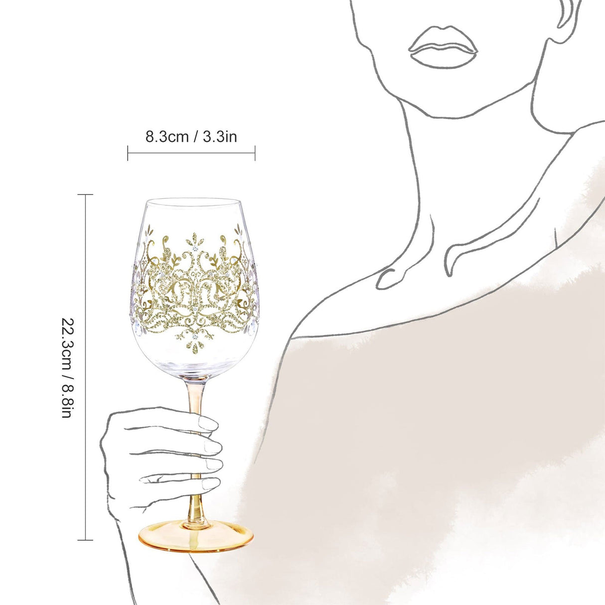 Hand-painted Golden Crown Wine Glass