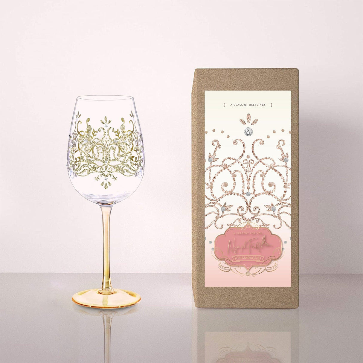 Hand-painted Golden Crown Wine Glass