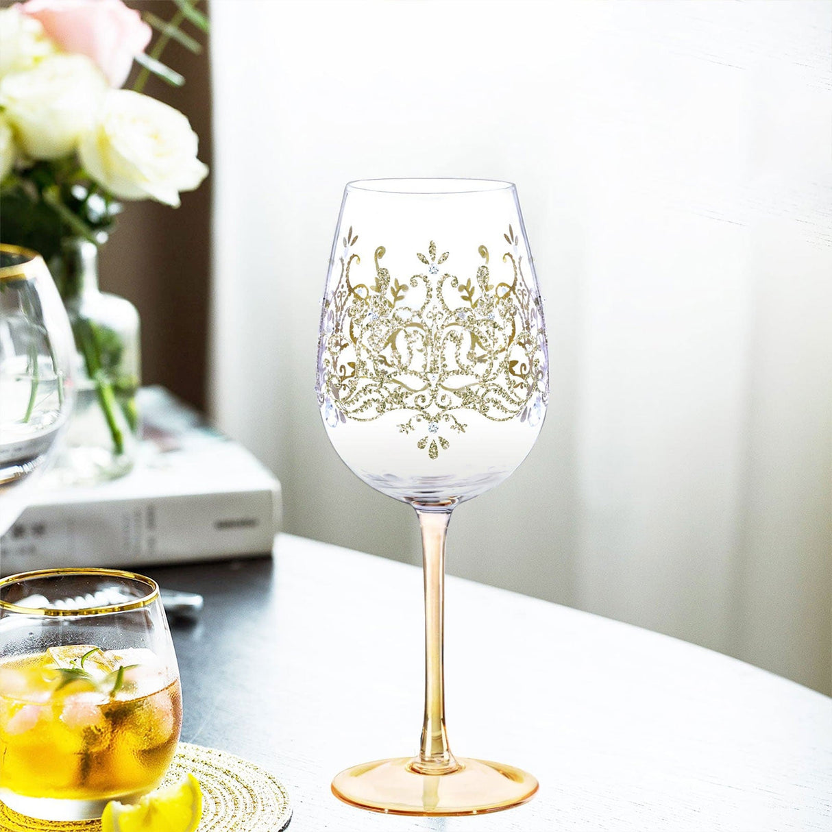 Hand-painted Golden Crown Wine Glass