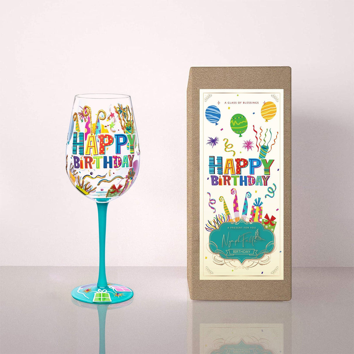 Hand-painted Happy Birthday Wine Glass